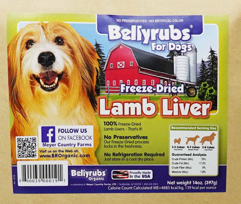 Bellyrubs Freeze-Dried Lamb Liver 14oz. Dog Treats