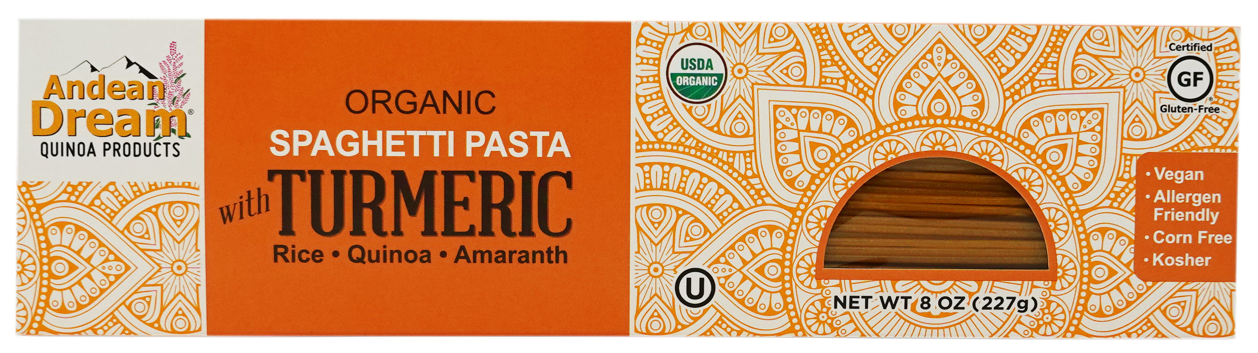 Andean Dream Organic Turmeric Spaghetti Pasta (12 Pack)