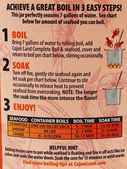 Cajun Land Crawfish Shrimp Crab Complete Boil 4LB