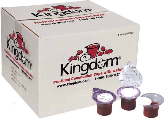 Kingdom Prefilled Communion Cups with Wafers - Box of 250 - RED JUICE